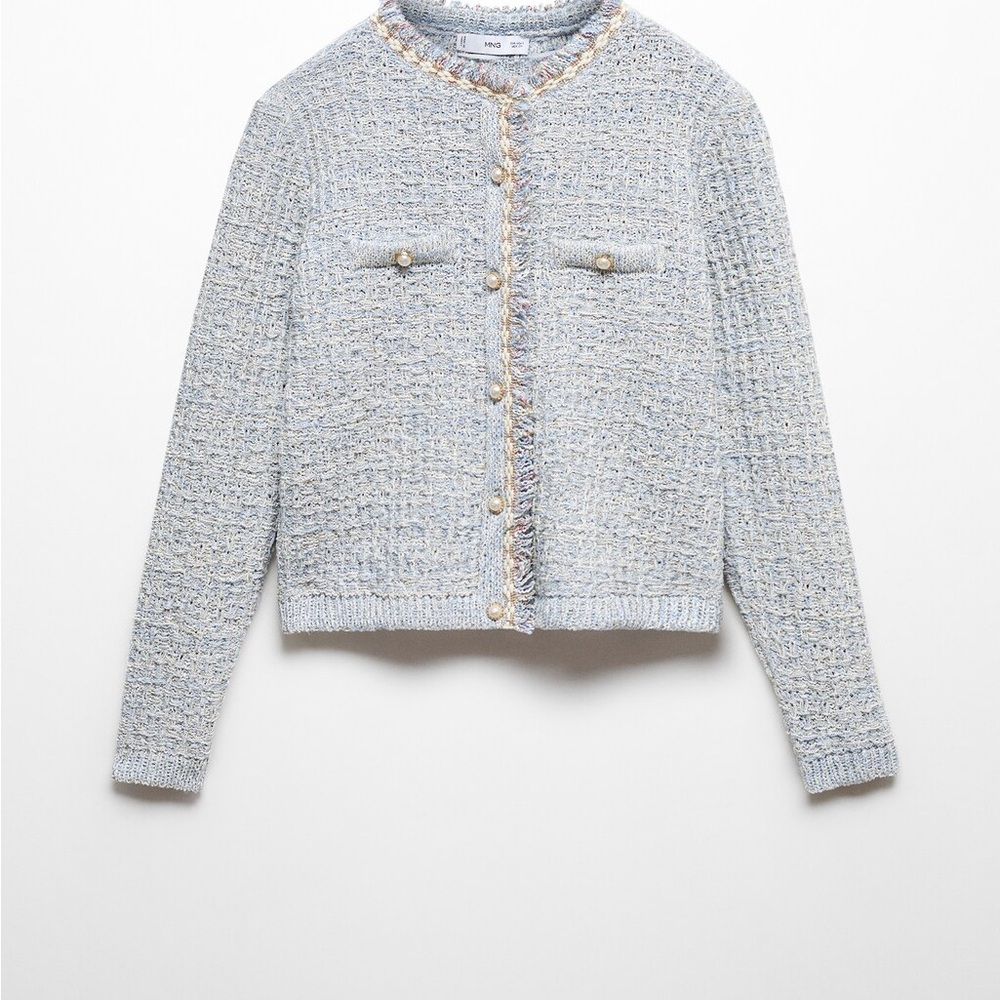 MANGO Women's Blue Tweed Sweater